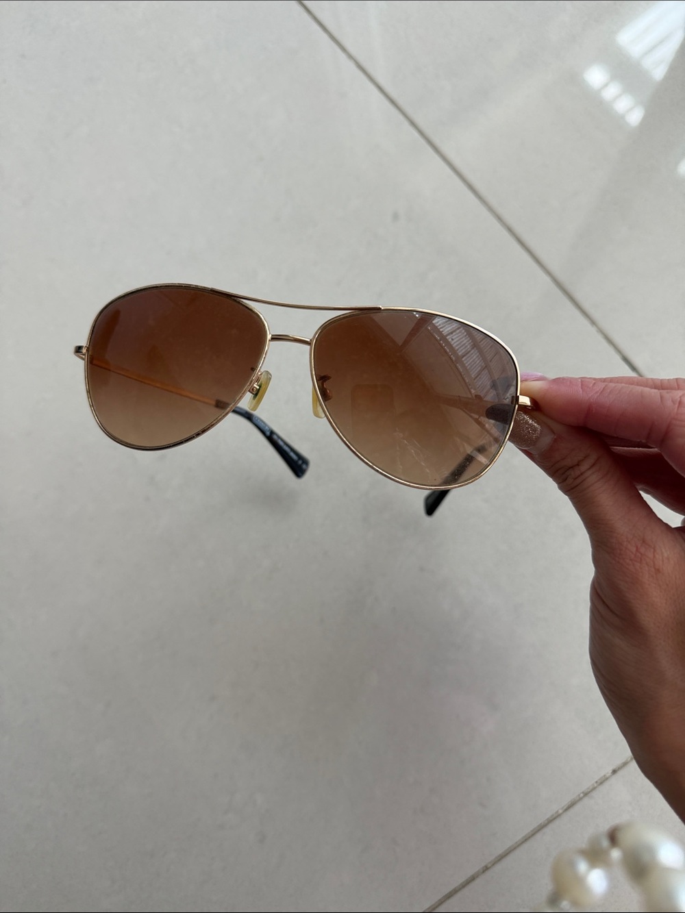 Coach Aviator Sunglasses with Brown Lenses and Gold Frame